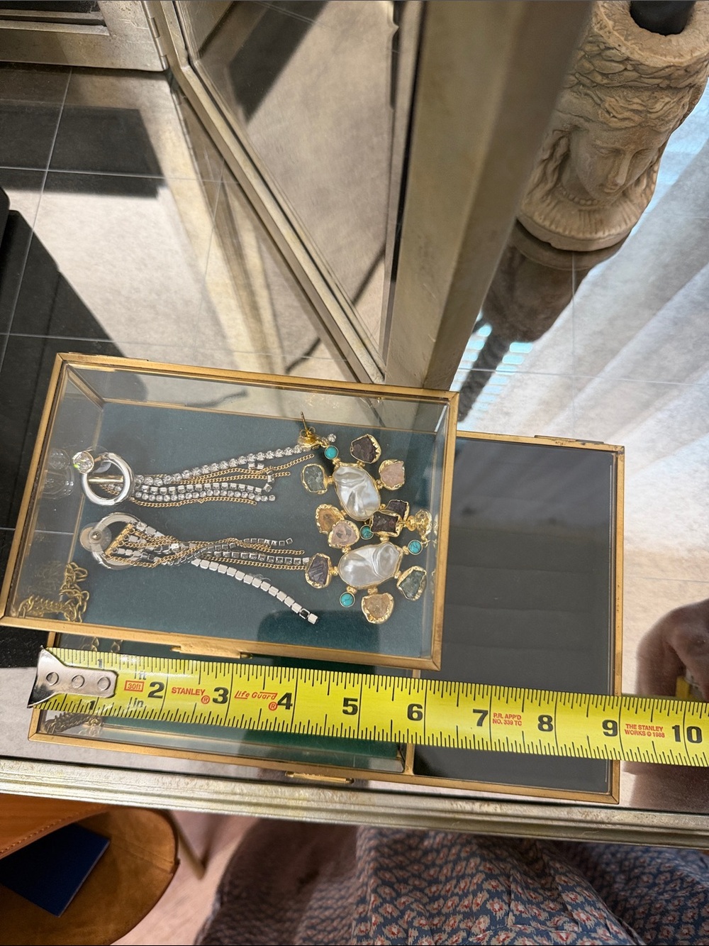 Glass and Brass Jewelry Boxes with Velvet Bases - Picture 7 of 9